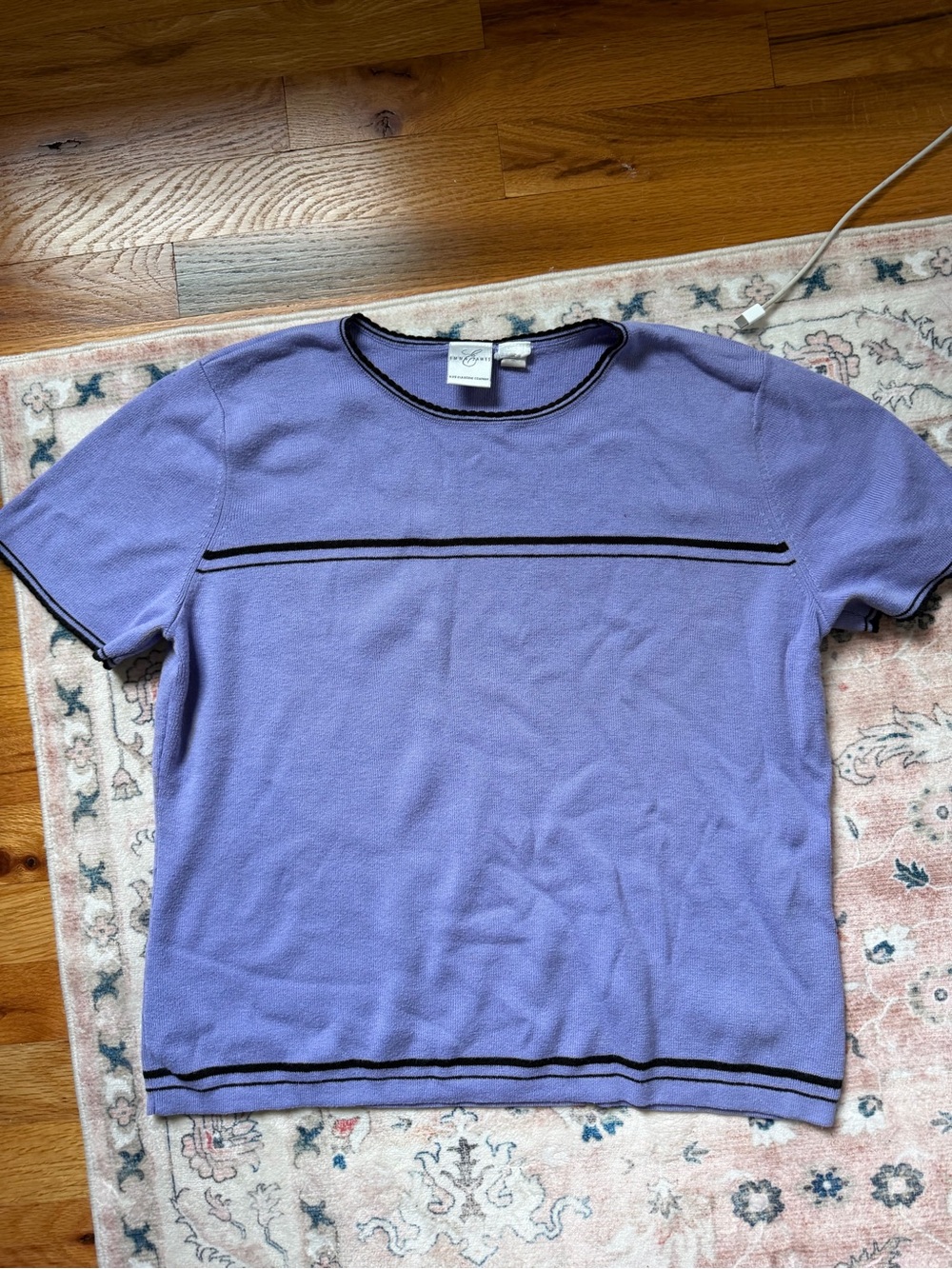 Liz Claiborne Lavender Short-Sleeve Knit Shirt with Black Trim